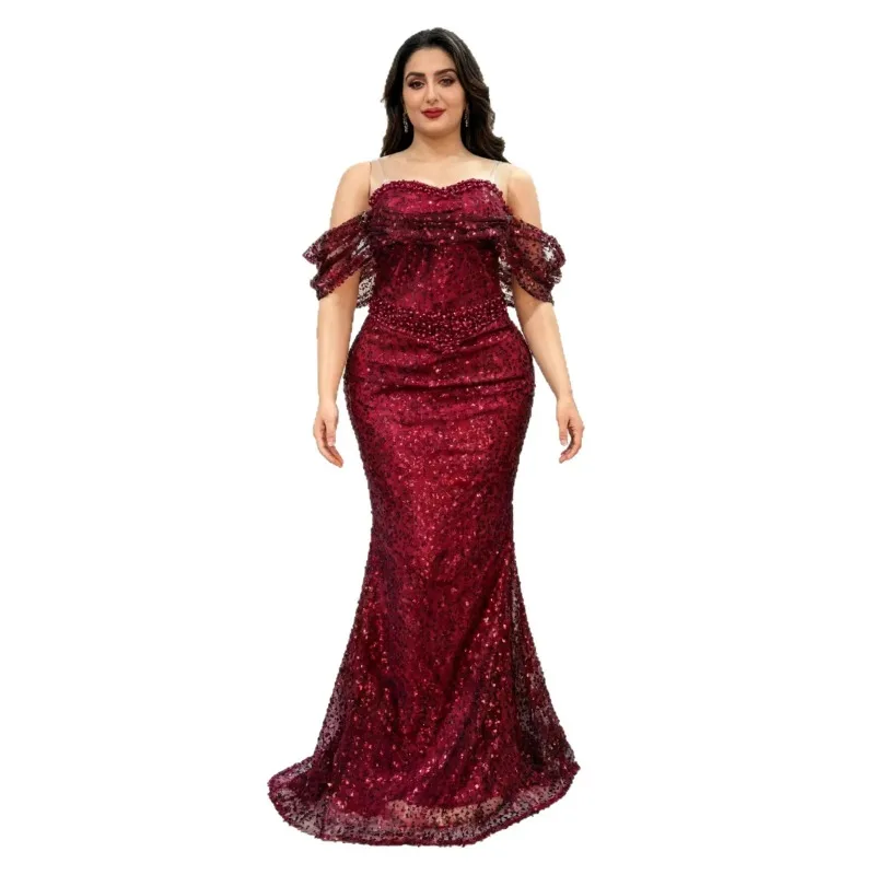 

Plus Size Evening Dresses for Women African Luxury Sequin Gown Elegant Wedding Party Long Dress Ankara Ladies Clothing
