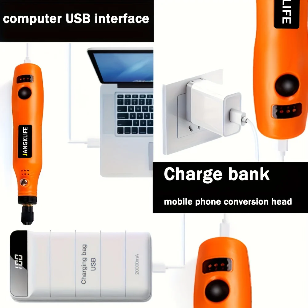JANGKLIFE USB Cordless Rotary Tool Kit Woodworking Engraving Pen DIY For Jewelry Metal Glass Mini Wireless Drill