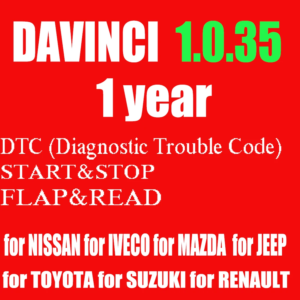 

DAVINCI 1 Year Workshop 1.0.35 for Diagnosis and Programming Tools Online Software DaVinci Deluxe Edition NEW 1.0.35 Online