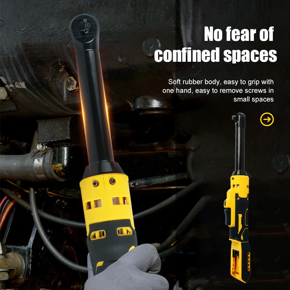 6-Zoll-Verlängerungs-Elektroschrauber mit hohem Drehmoment, 21 V Lithium-Ionen, 3/8 Zoll Ratschenschlüssel, Ratschengerät, kompatibel mit Dewalt oder Makita