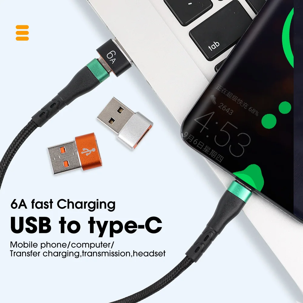 2025 6A USB إلى نوع C OTG محول 120 واط USB-C ذكر إلى نوع-c شاحن أنثى محول لماك بوك سامسونج نقل البيانات #6