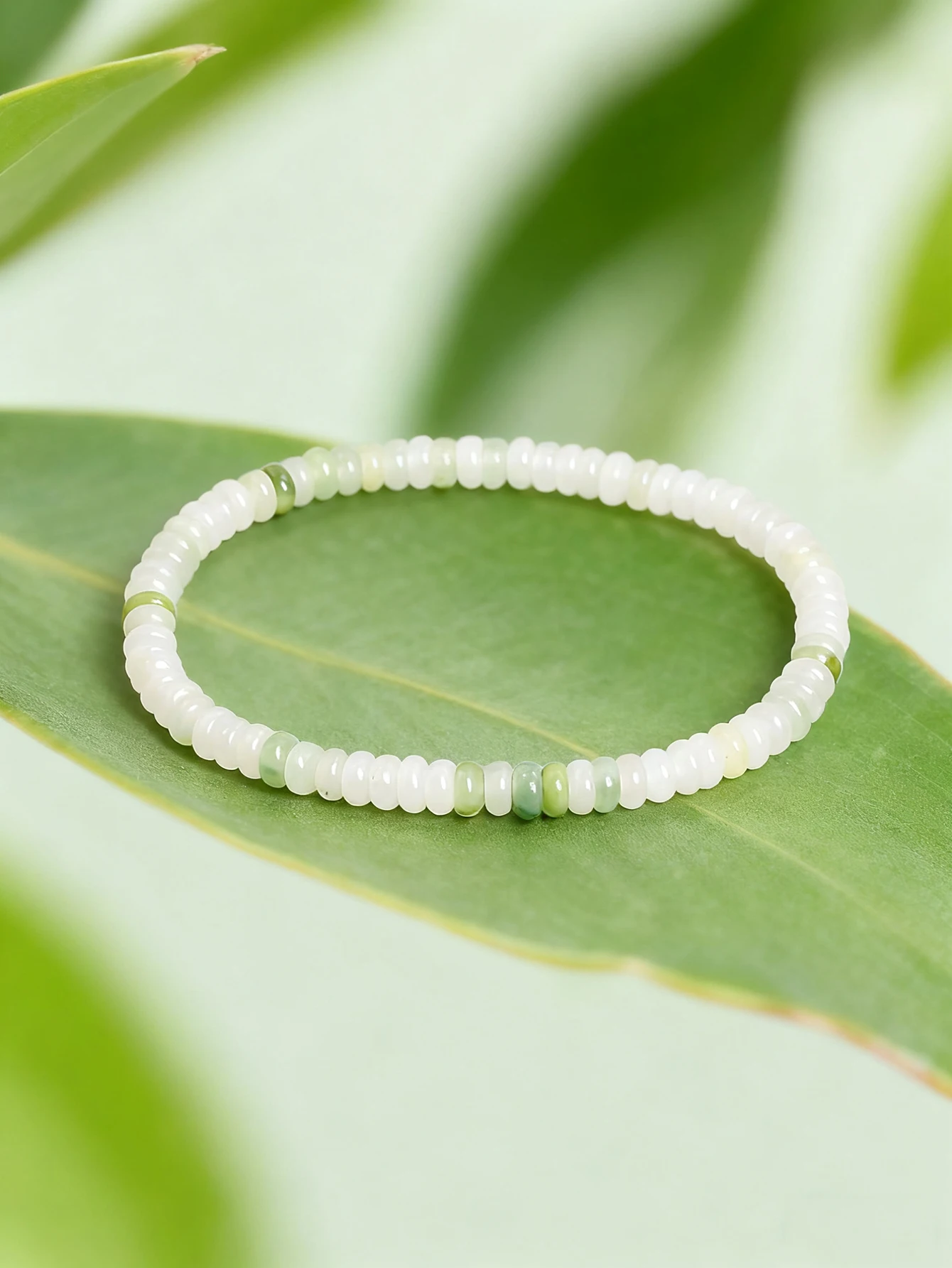 4x2mm Abacus Beads Bracelet Natural Grass Stone Bracelet Healing Reiki Charm Good Luck Prosperity Positive Vibes Jewelrys Gifts