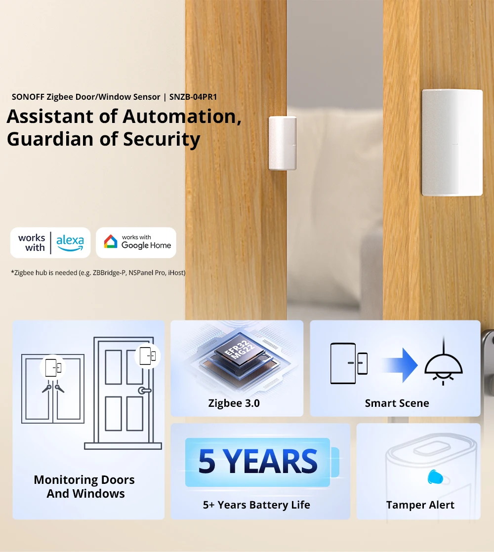 SONOFF Zigbee Tür- und Fenstersensor SNZB-04P Zigbee 3.0 Lokale intelligente Szenensteuerung Zigbee-Sensor für Haussicherheit Benötigt Zigbee-Hub – Detail 1
