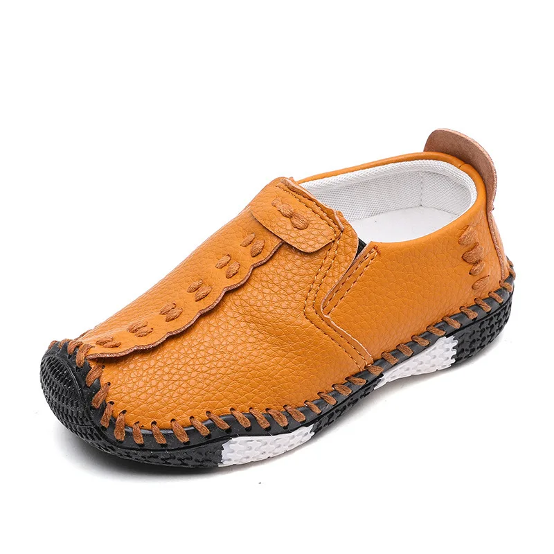 Boys Leather Shoes Spring New Slip on Soft Bottom Loafers Flats Children Shallow Casual Shoes Fashion British Style Kids Shoes