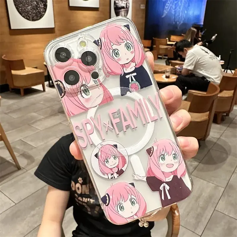 Hot Anime SPY FAMILY Magsafe Magnetic Phone Case for iPhone 16 15 14 13 12 11 8 7 Plus Pro Max X XR XSMax Soft Clear Tpu Cover
