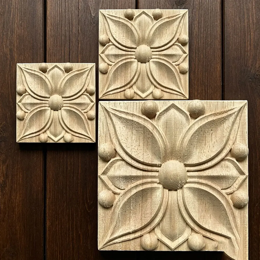 

5/10PCS 5-8cm Square Unpainted Wood Carved Decal Corner Onlay Applique Frame for Home Furniture Wall Cabinet Door Decor Crafts