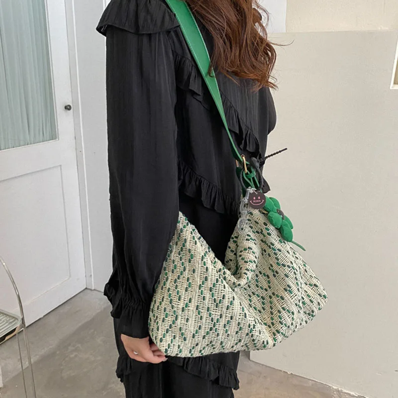 

Casual Crossbody Bag for Women Shoulder Bags Large Capacity Tote Lady Travel Shopper Bag Cotton And Hemp Versatile Messenger Bag