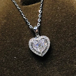 Huitan Love Cubic Zirconia Pendant Necklace for Women Romantic Luxury Female Wedding Necklace High Quality Silver Color Jewelry