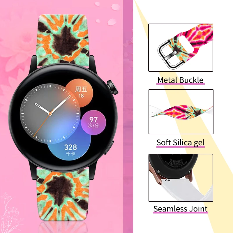 20mm Printed Strap for Samsung Galaxy Watch 6/5/4 40mm 44mm 6Classic 47mm Band Replaceable Bracelet 22mm for 5Pro Watchband