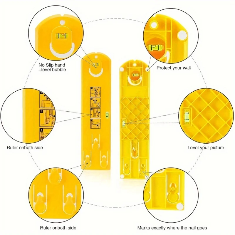 All-in-One Wall Hanging Kit with Adjustable Ruler & Bubble Level | Precision Leveling Tool for Frames/Mirrors/Clocks(Home Decor)