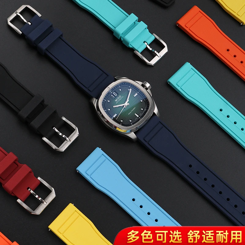 الإفراج السريع موضة ساعة مطاطية حزام ل ميدو TV M049 M049 526A الغوص حزام الساعات 22 مللي متر الرجال أسود أزرق أخضر ساعة اكسسوارات