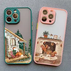 Etui na telefon Cartoon Animal Bear Fox Squirrel do iPhone'a 16 11 Etui na iPhone'a 15 16 14 13 12 Pro Max XS XR X 15 Plus Wstrząsoodporna obudowa