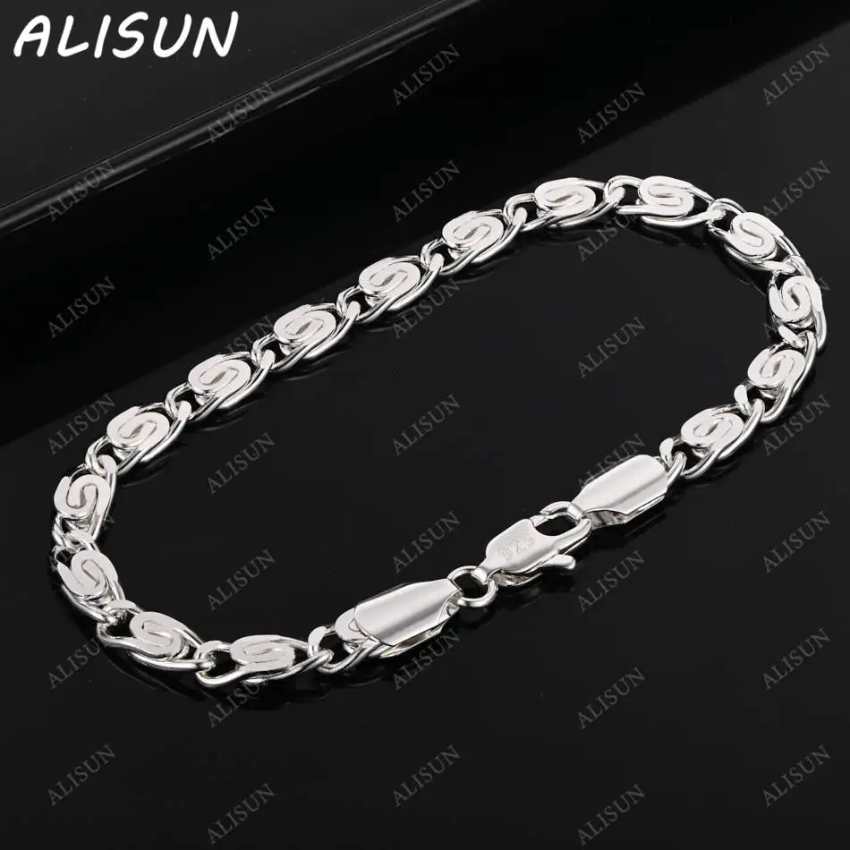 

ALISUN 925 Sterling Silver Thin Chain Bracelets For Women Creativity Gifts Street All-match Party And Daily Wear