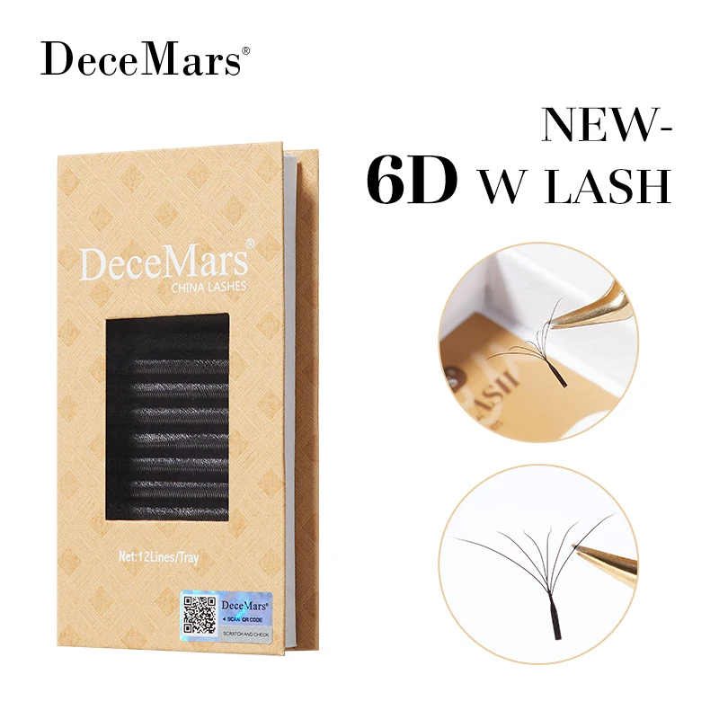 DeceMars Nouveau type d'extension de cils 6D-W naturel natif