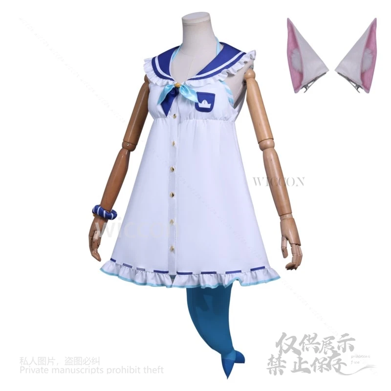 Gura Saba Cosplay Shark Costume Game VTuber Holo Live Sameko Blue Kawaii Ears Tail Outfits Wig Women Roleplay Halloween Party