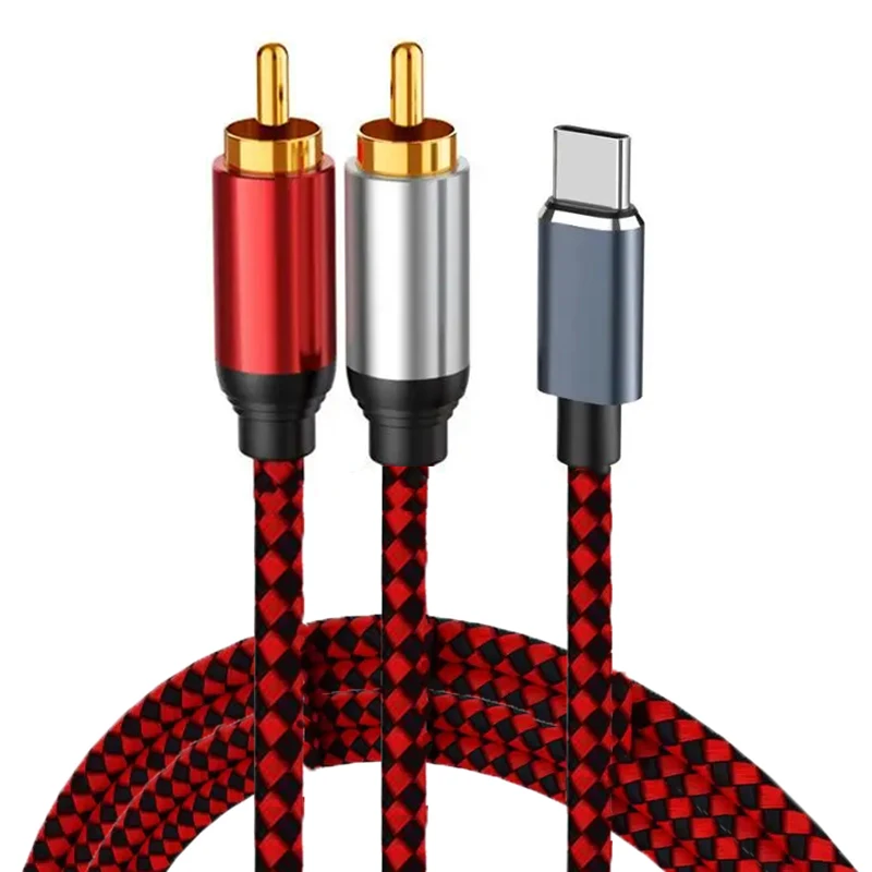 

USB C Dual RCA Audio Cable Type-C to 2 RCA Y Insert Cord for PC Mobile Phone Tablet Car Stereo Speaker Amplifier Home Theater