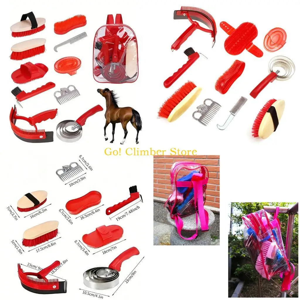 Q84C Horse Shedding Grooming Massaging Tool Set Bathing Cleaning Supply Horse Equipment Cleaning Tool