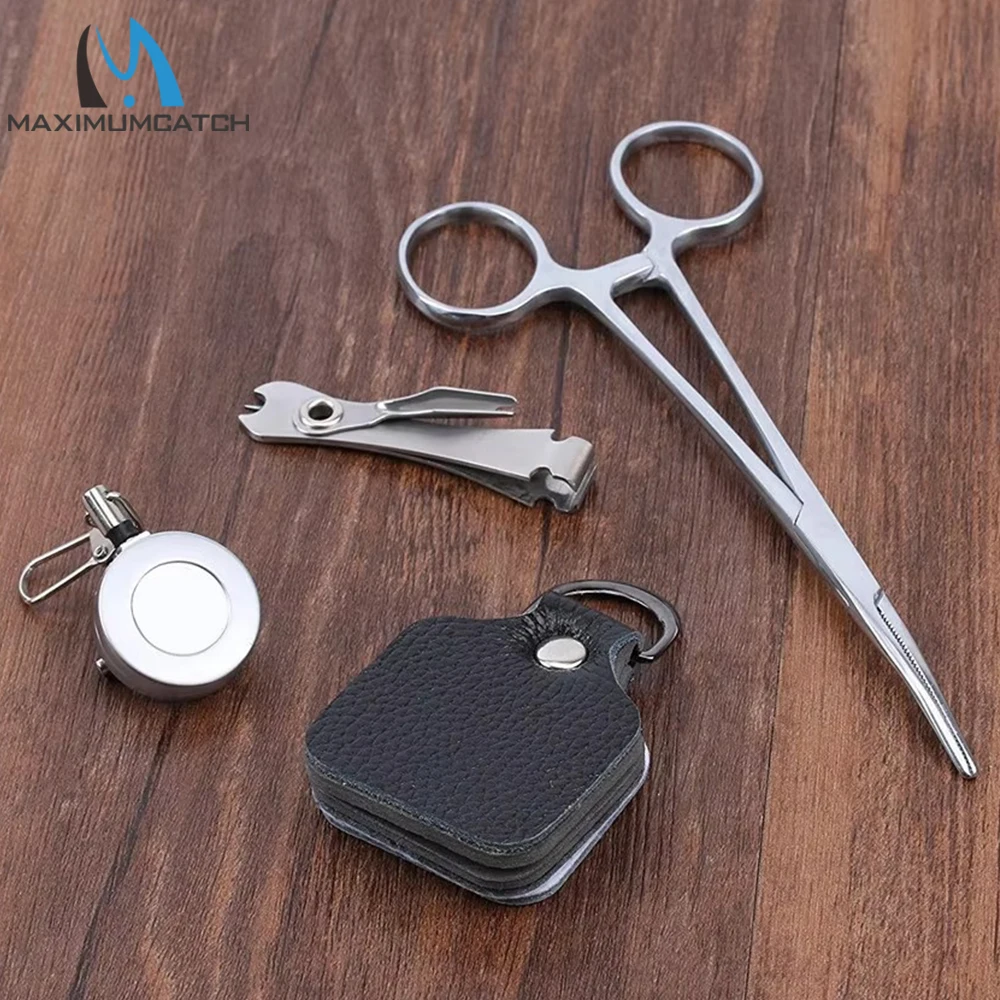 Maximumcatch Fly Fishing Tool Combo - 4pcs Vest Pack Set with Nipper, Forceps, Zinger, Leader Straightener