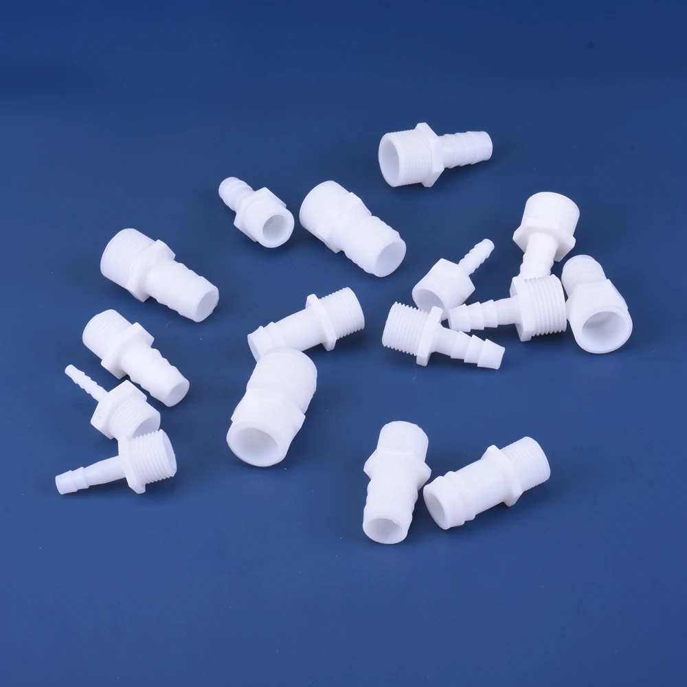 Plastic Pipe Fitting Pagoda Barb to 1/2 3/4 BSP Male Thread White PE Coupling Straight Fish Tank Hose Connector