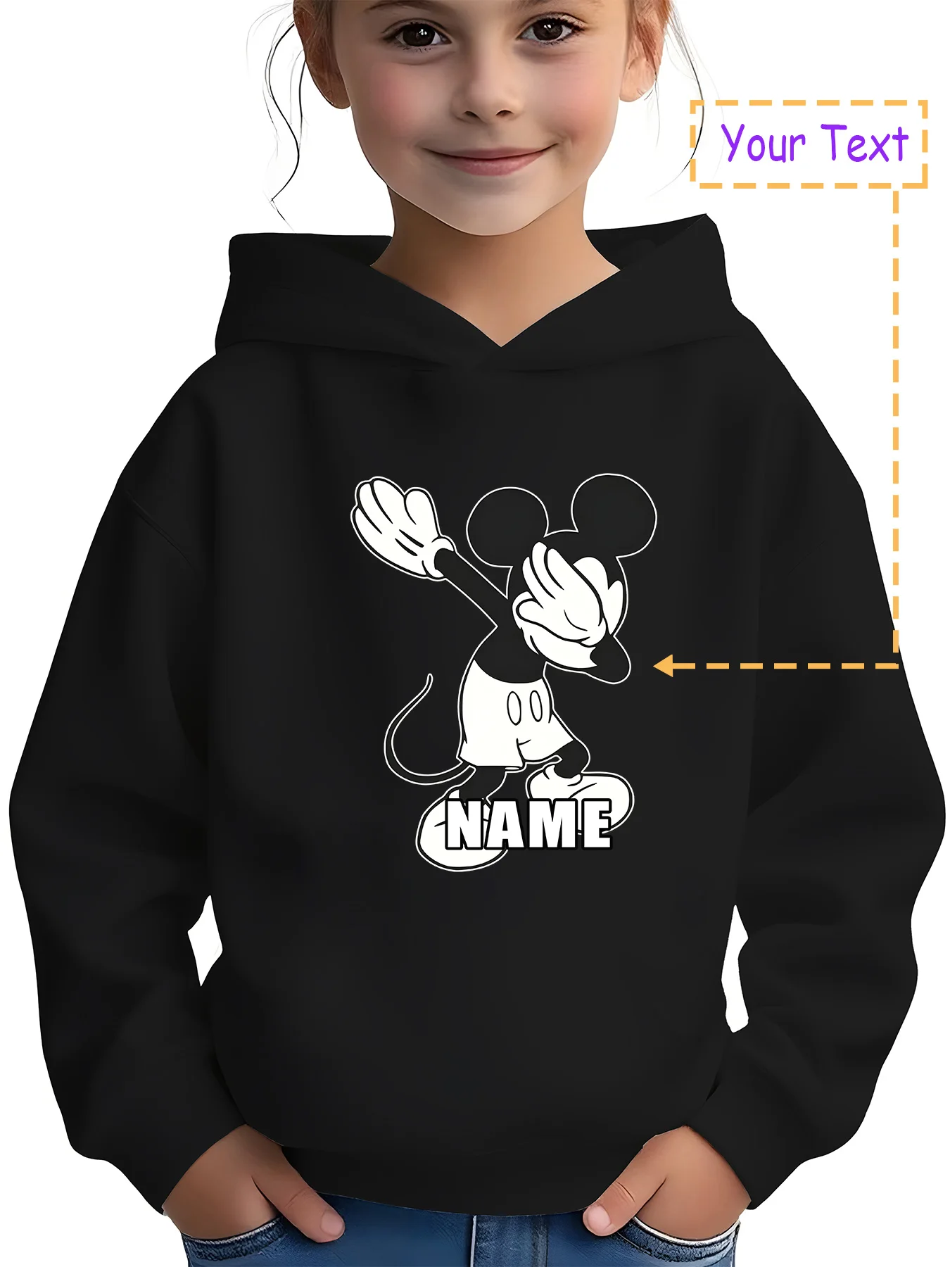 

MINISO Trendy Mickey Hoodie - Mickey Mouse's DAB hand gesture, a street-chic style, is a must-have for boys going out and stylin