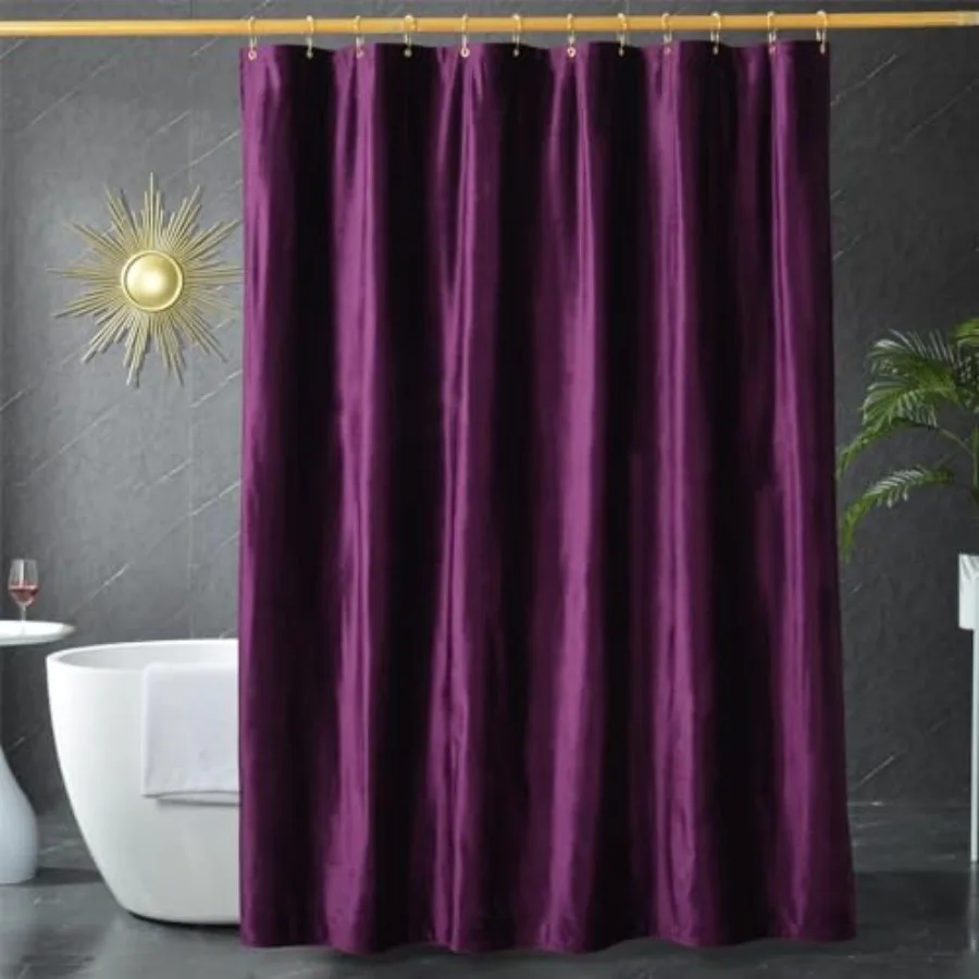

Dark Purple Velvet Shower Curtains for Bathroom, 260 GSM Heavy Duty Fabric Luxury Shower Curtain with Hooks, Thicken, Washable,