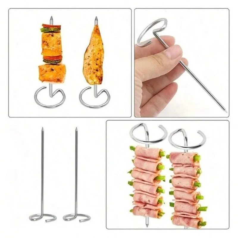 10-30 Stück Edelstahl-Grillspieße für Heißluftfritteusen, vertikale Grillspieße, universelles Zubehör, wiederverwendbare vertikale Grillstäbe – Detail 11