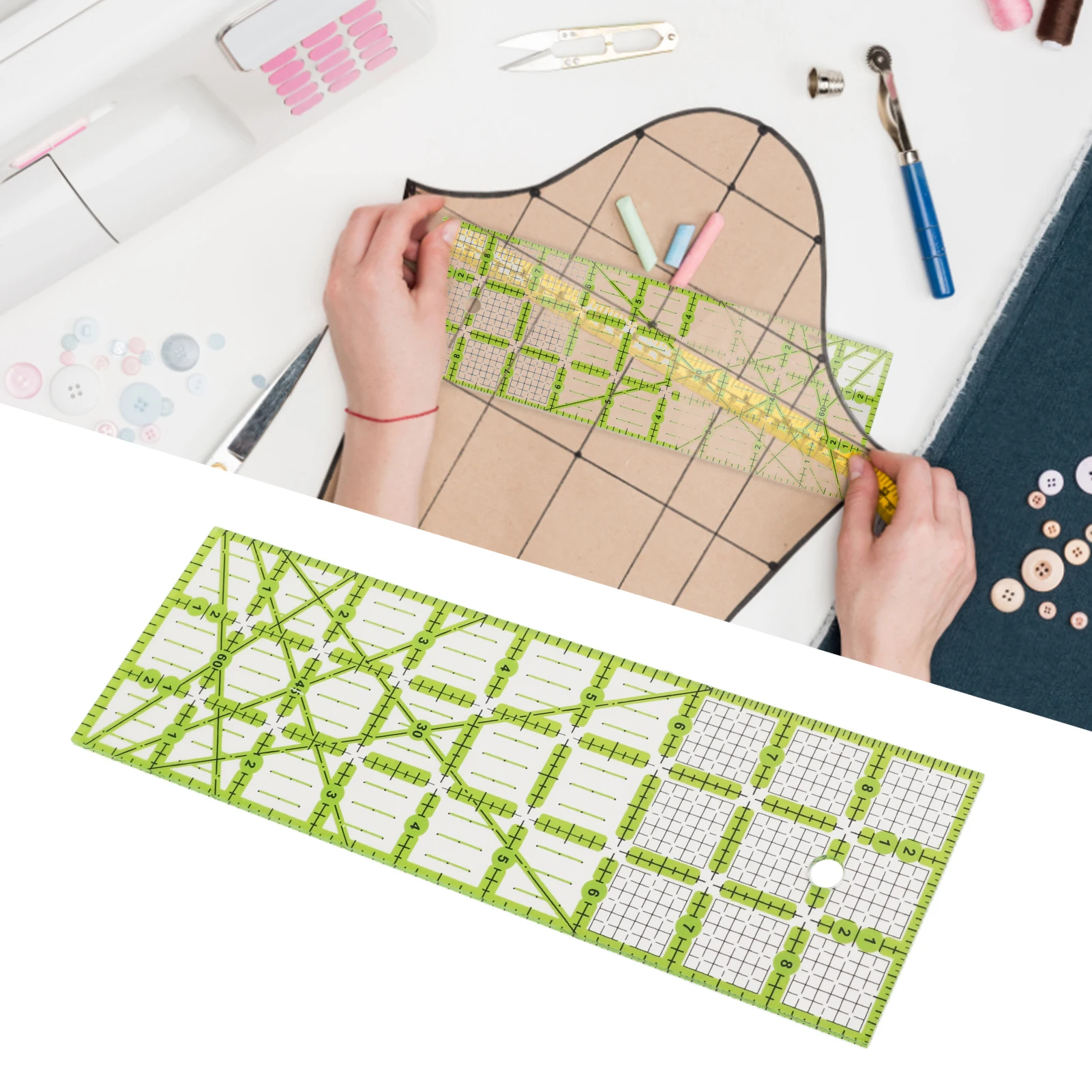 New Acrylic Quilting Ruler Grid Markings Angle Lines Patchwork Ruler Transparent Fabric Cutting Ruler Dressmaking
