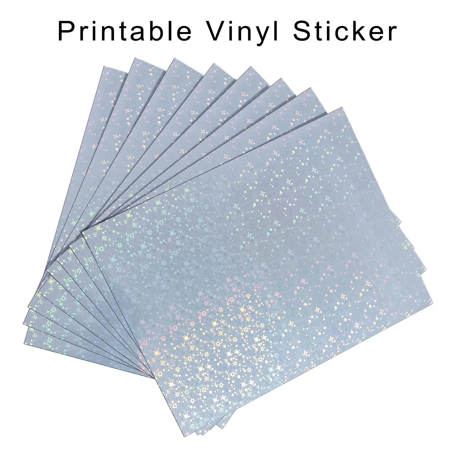 ESHANG A4 Holographic Star Vinyl Sticker Paper, Waterproof 20 Pcs With Inkjet Printers, For Labels, Stickers, Office & Home