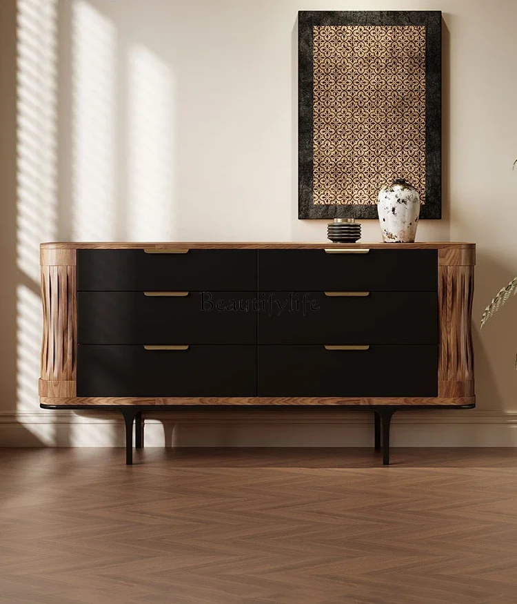 

Medieval solid wood storage cabinet retro modern living room storage drawer cabinet