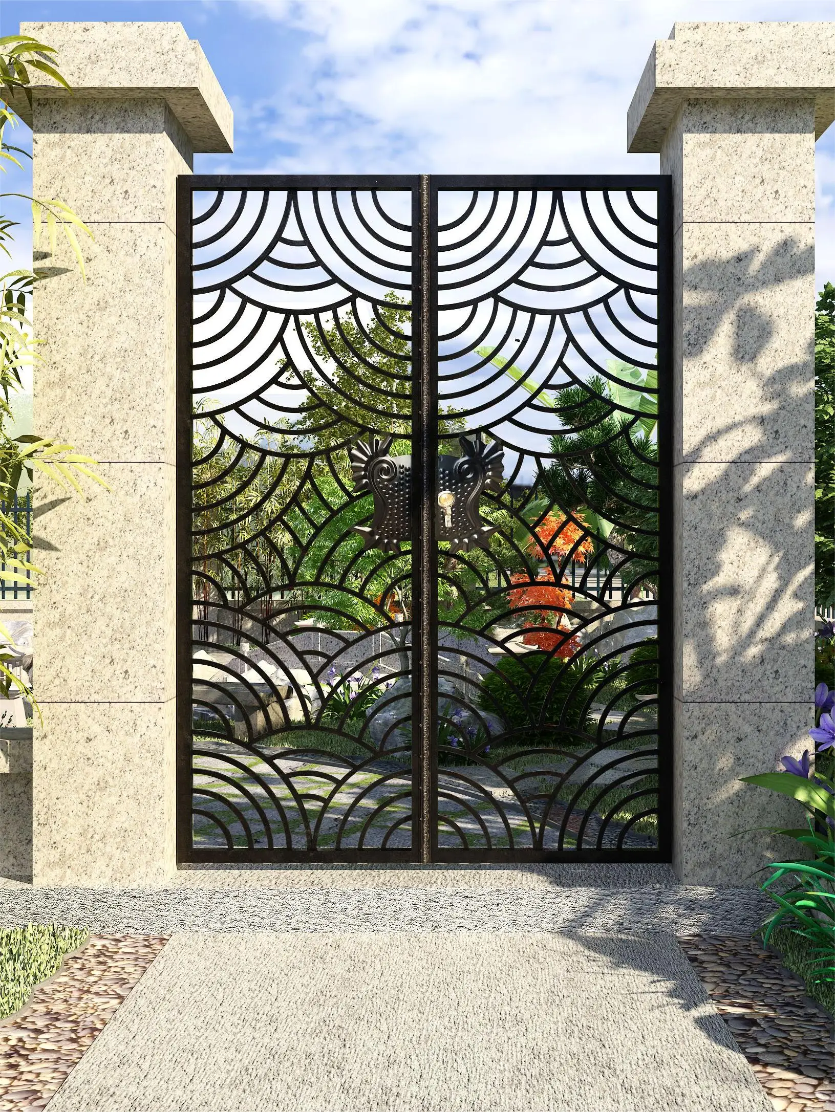 Outdoor courtyard door garden door simple style wrought iron paint door can be customized