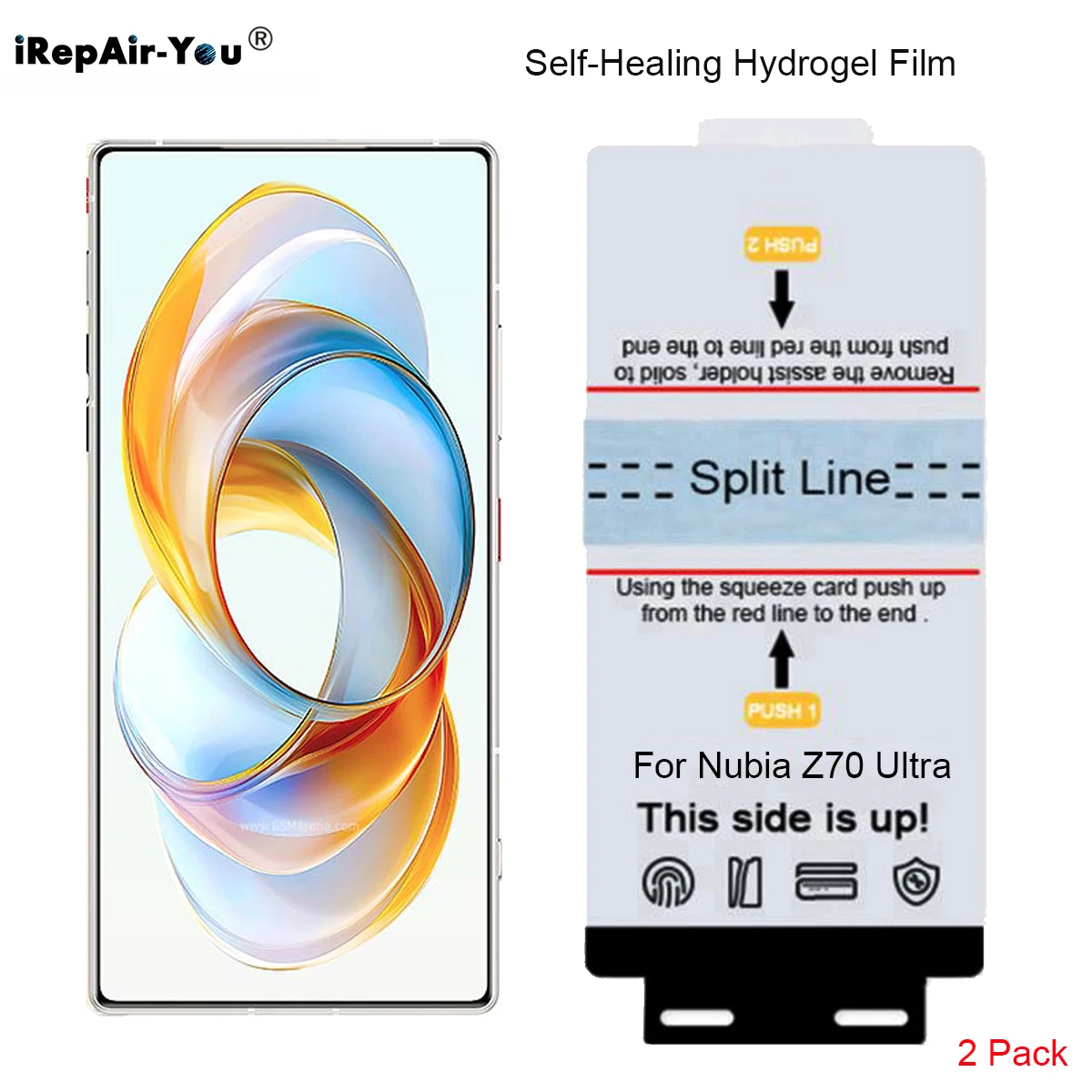 2Pcs Front Hydrogel Film For Nubia Z70 Ultra Z60s Pro Z60 Ultra TPU Self-Healing Screen Protector Case Friendly+Fix Tools