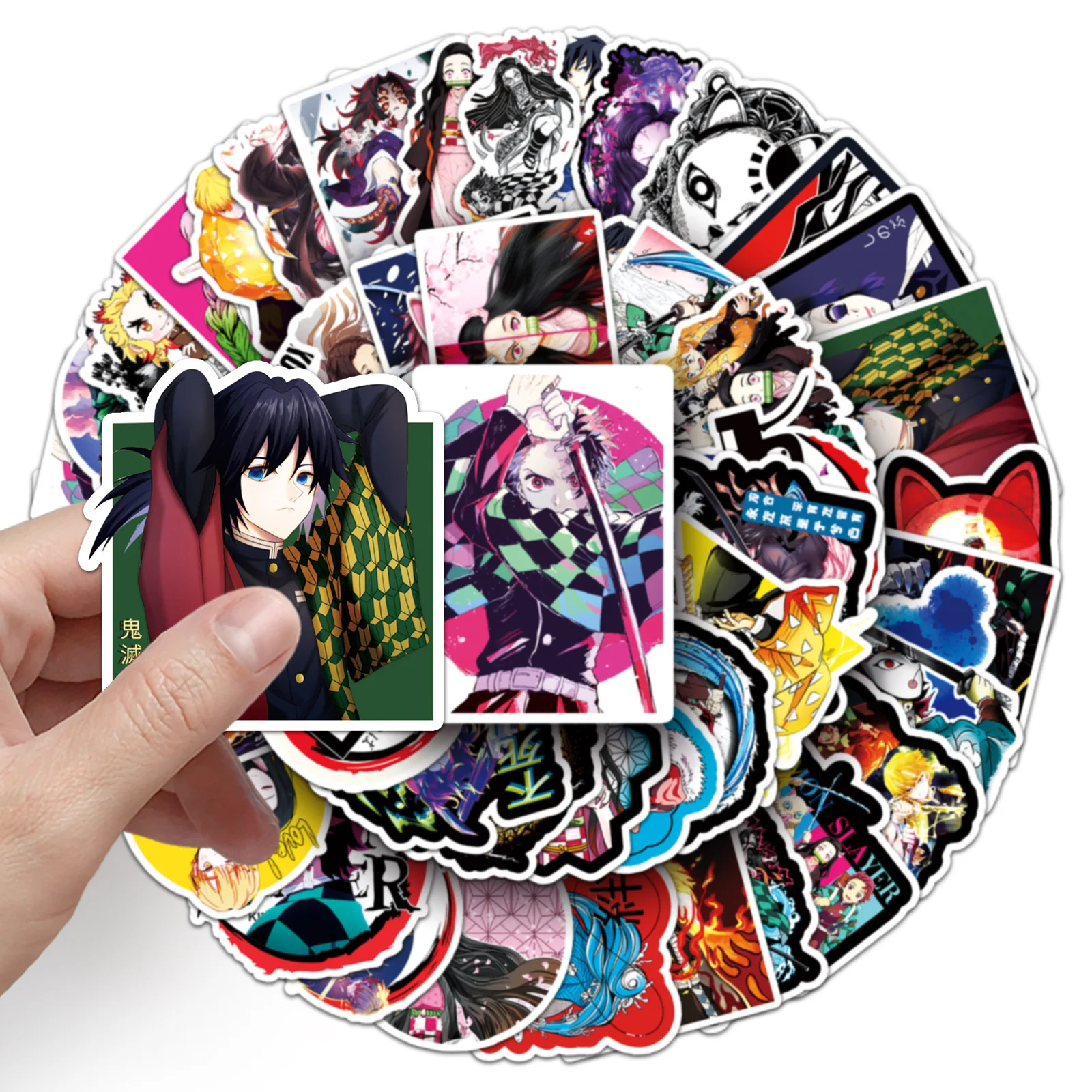 50Pcs Hot-Blooded Japanese Comic Demon Slayer Series Graffiti Stickers Suitable for Laptop Helmets Desktop Decoration  Stickers