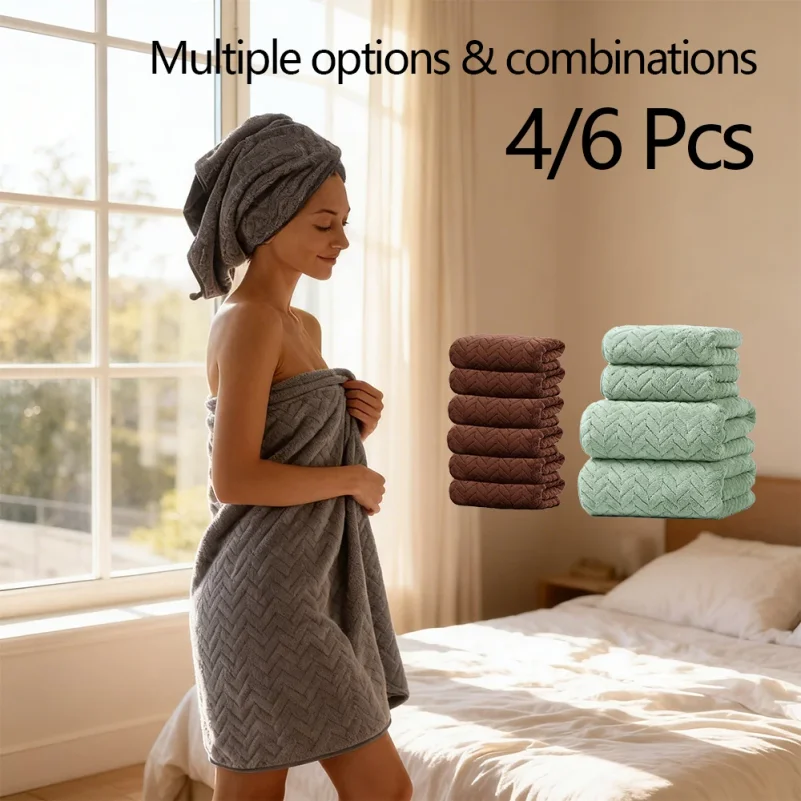 Towel Set - Soft Hand Towel Absorbent Bath towel Set 2 Size Options Comfortable, Ideal for Bathroom, Shower, Hotel, Gym