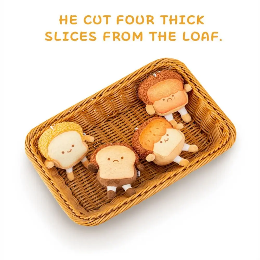 Unique Cute Cute Decoration Stuffed Expression Badge Key Charms  Key Chain Toast Bread Pendant Brooch