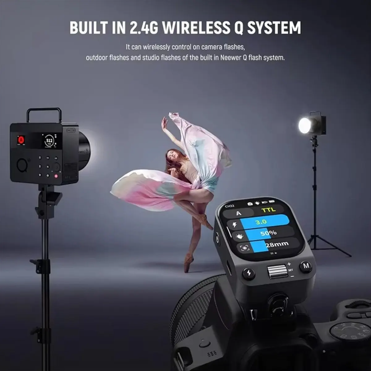 

N05R NEEWER QZ-C TTL Wireless Flash Trigger Transmitter Touch Screen Flash Trigger TTL Transmitter for Canon