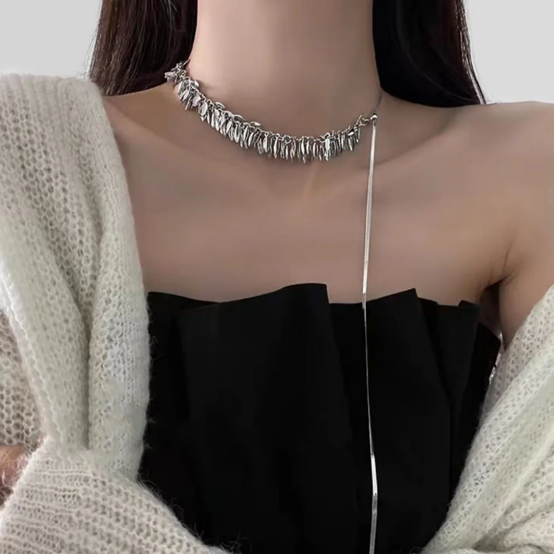 

DUTRIEUX Advanced Light luxury Tassel Necklaces for Women Occidental Style Fashion Noble Niche Cold Wind Collarbone Chain Choker