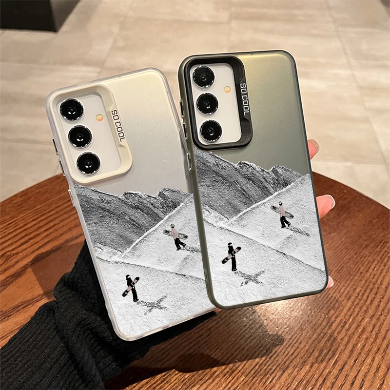 New Snow Mountain Ski Phone Case For Samsung S26 S25 S24 A57 A56 A37 A36 A17 A16 A07 A06 M56 Ultra Plus Laser PC+TPU Cases Cover