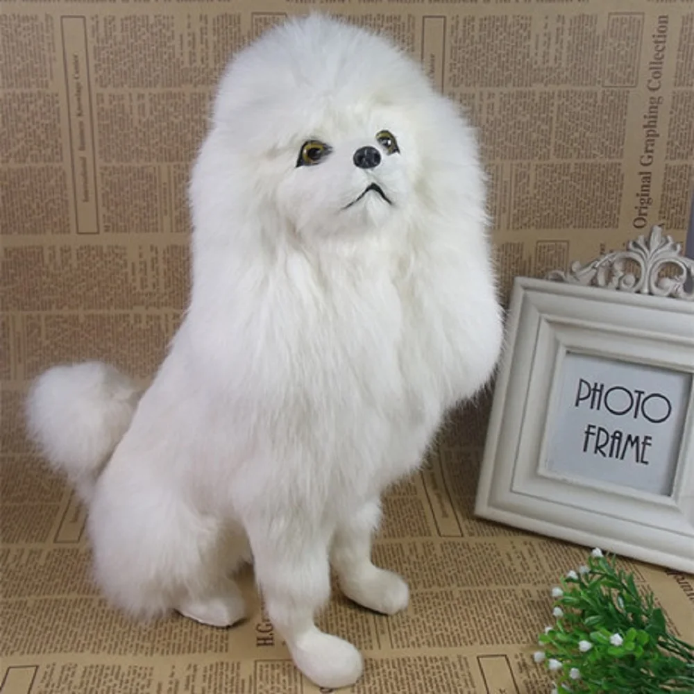 Cute Simulation Poodle Dog Toy Genuine Leather Sitting Doll Approx. 23x8x18 Cm Gift for Dog Lovers
