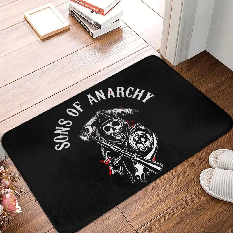 Custom Sons Of Anarchy Doormat Mat Anti-Slip Death Reaper Skull Kitchen Bathroom Balcony Rug Carpet 40*60cm