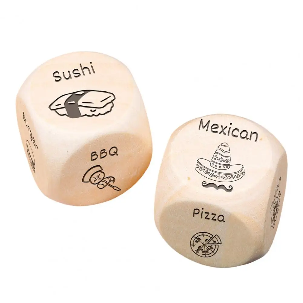 Food Decision Dice for Adults Wooden Food Decision Dice Fun Anniversary Date Night Gifts for Couples 12 Food for Husband