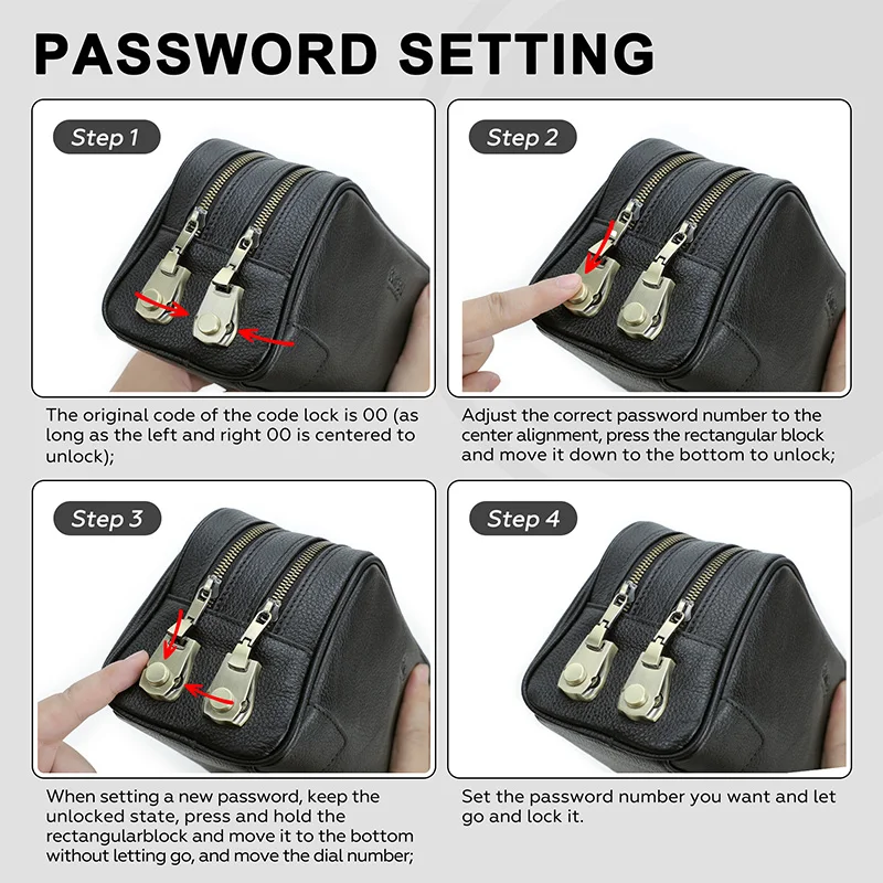 CONTACT'S Fashion Genuine Leather Clutch Bags Men Large Capacity Double Metal Code Lock  Handbags Male Travel Gift Vocation Bags view 6