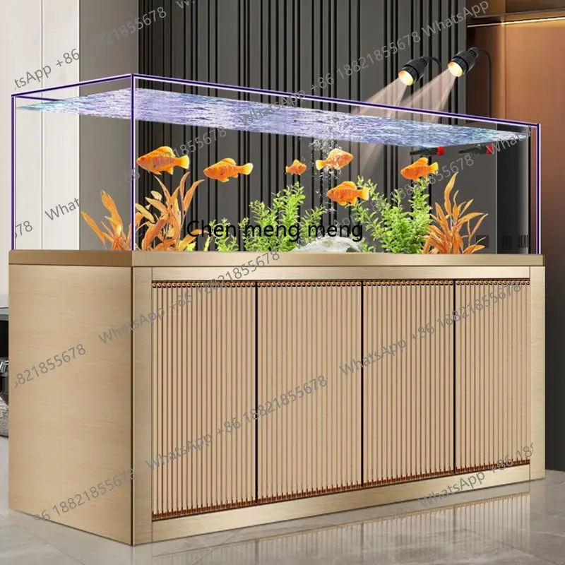 

Living room household native ecological no-change aquarium box ultra-white glass bottom filter fish tank