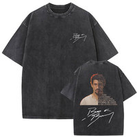 Washed Vintage Rapper Bad Bunny Face Graphic T-shirt DeBi TiRAR MaS FOToS DTMF Print T Shirts Men Hip Hop Retro Oversized Tshirt