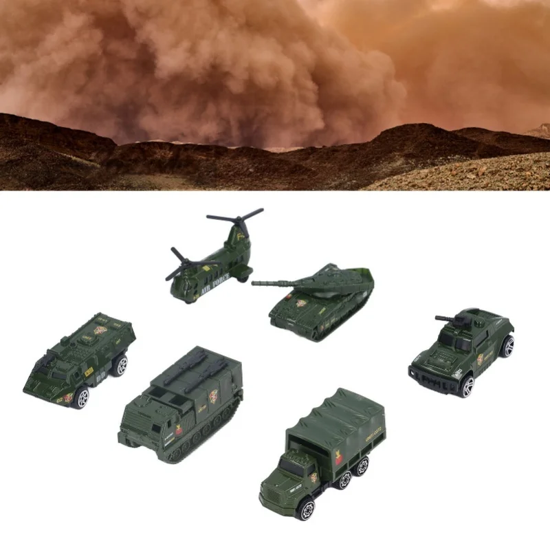 Véhicules militaires moulés sous pression, paquet de 6 jouets de l'armée, assortiment de char de transporteur, hélicoptère, voiture blindée pour garçons et enfants de 3 ans et plus
