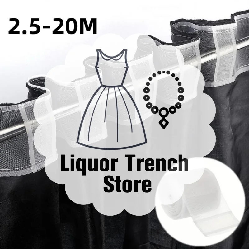 Transparent Pleated Curtain Tape Nylon Folding Tape Reinforced Hanging Strips White Flat Style For Hooking Curtains And Home DI