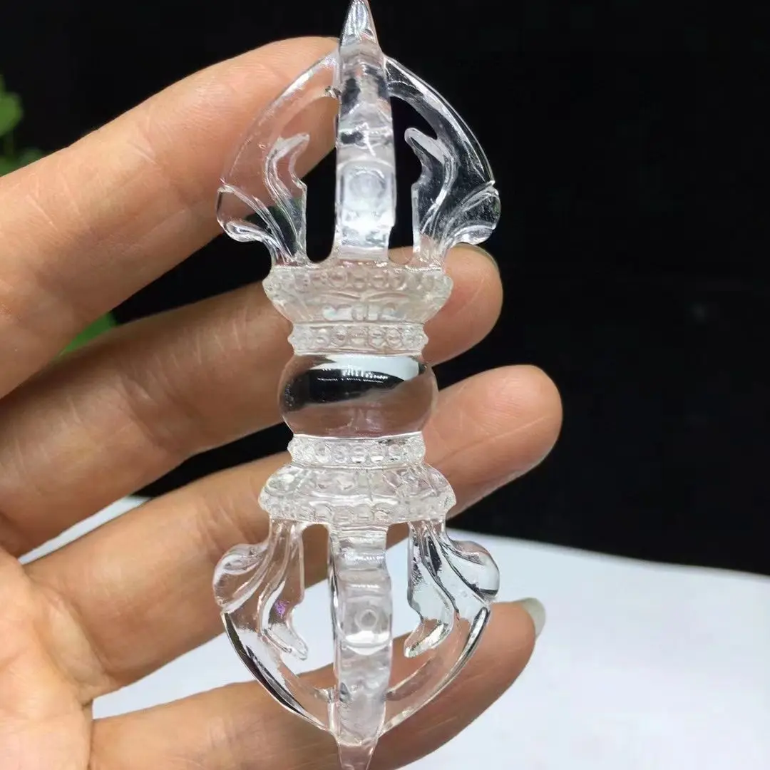 +AAAAA Natural Transparent Crystal Wand Hand-carved Quartz Crystal Reiki Spiritual Healing Home Office Decorative Gemstone8cm