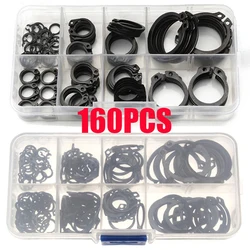 160pcs Circlip Set External Retaining C Type Cir clip Lock Snap Ring Set Holes Shaft Collar Washer M6-M25 for Bearing Shaft