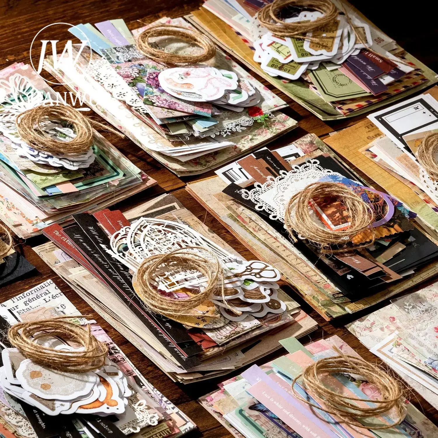 JIANWU Vintage Flower Border Label Landscape Collage Scrapbooking Material Package Creative DIY Junk Journal Stationery
