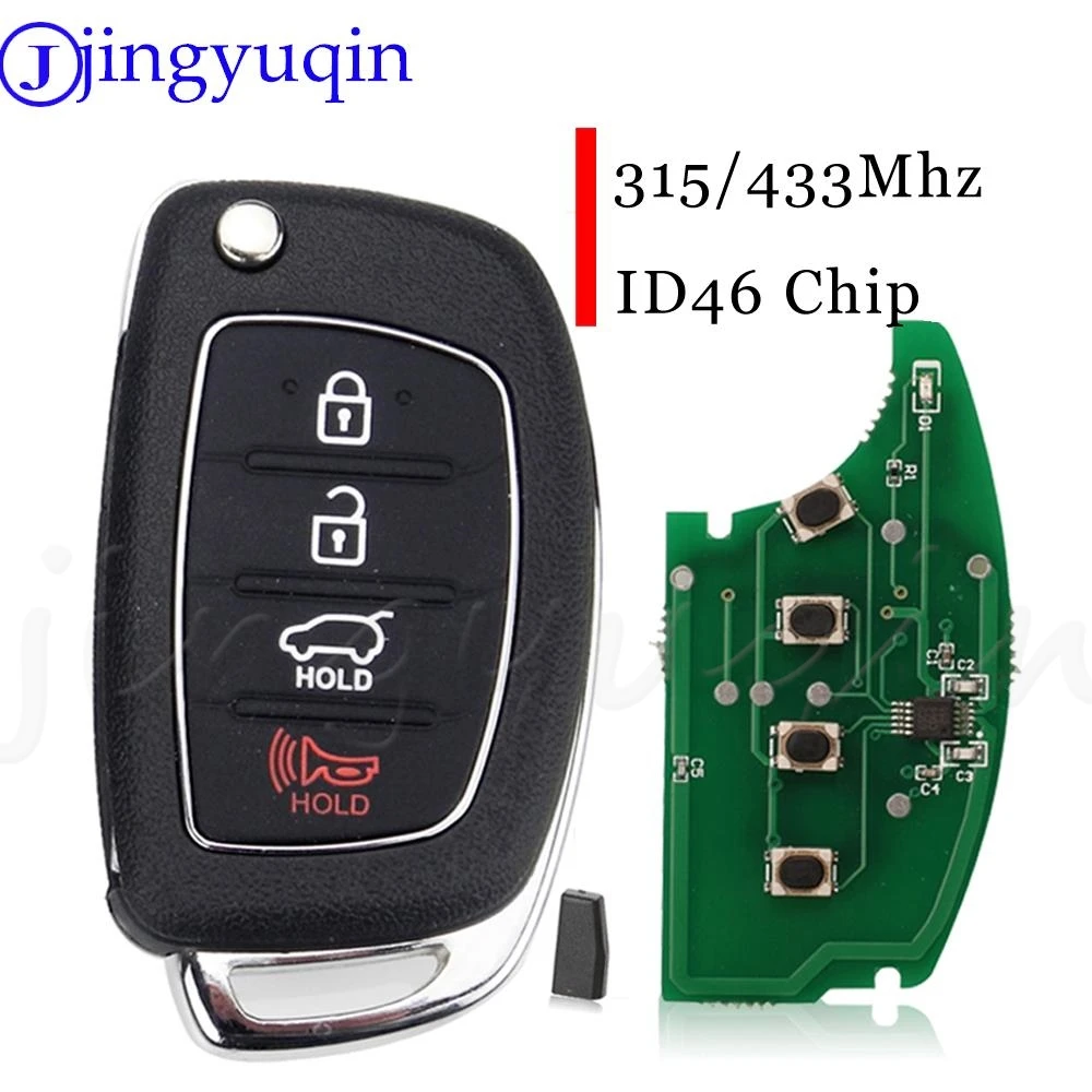 Jingyuqin Remote Flip Key Fob 315/433Mhz ID46 Chip For Hyundai Elantra Accent Ix35 IX45 I30 Solaris Tucson I20 Santa Fe