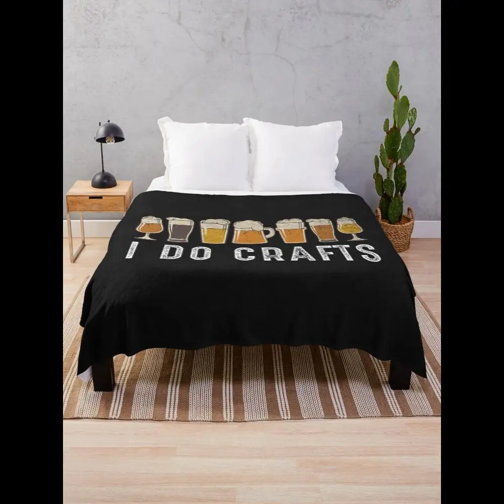 

Craft Beer Art Vintage Throw Blanket for Home Decor and Cozy Evenings Soft Plaid Design with I Do Crafts Print
